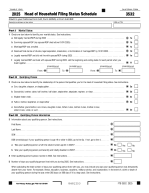 California Form 3532 Head of Household Filing Status