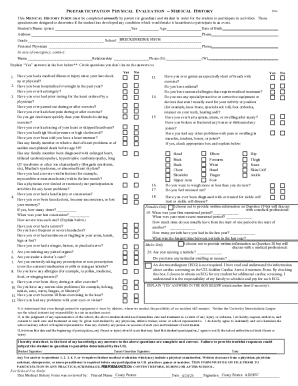 Preparticipation Physical Evaluation Form