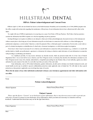 HIPAA Patient Acknowledgement and Consent Form