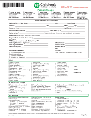 Pediatric Imaging Call Report Form