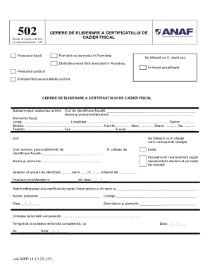 Romanian Tax Record Certificate Request
