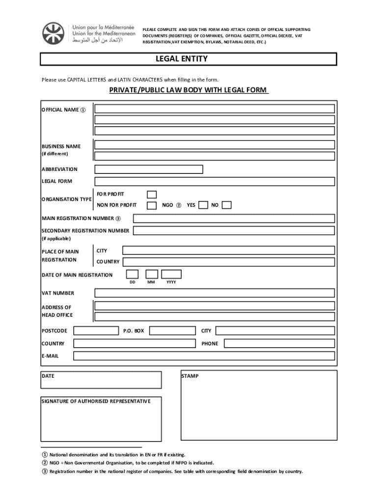 EU Legal Entity Registration Form - Blank Fillable Template | Fill Out ...