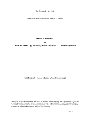 Community Interest Company Articles of Association