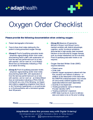 Oxygen Order Checklist