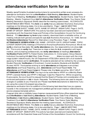 AA Meeting Attendance Verification Form