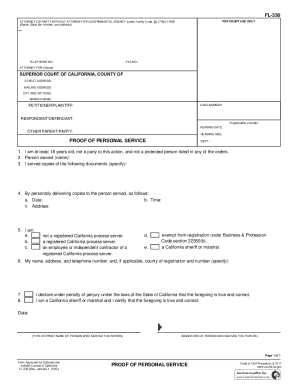 California Proof of Personal Service Form