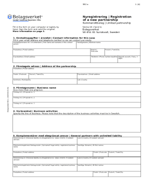Swedish Limited Partnership Registration Form