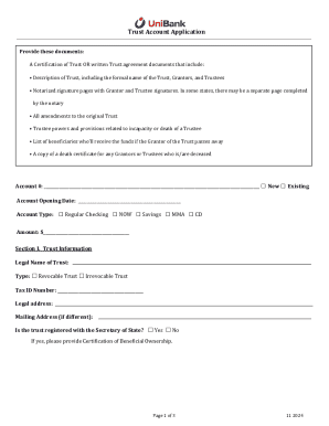 Trust Account Application Form