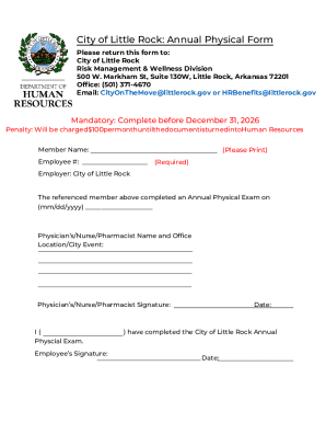 City of Little Rock Annual Physical Form