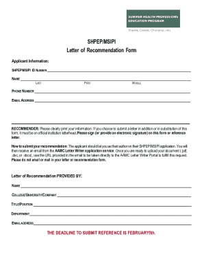 SHPEP/MSIPI Letter of Recommendation Form