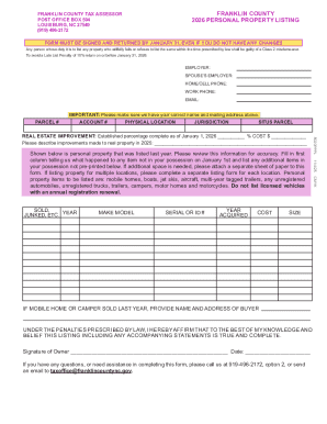Franklin County Personal Property Listing