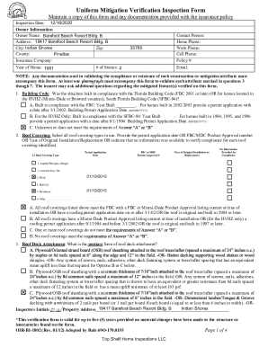 Florida Uniform Mitigation Verification Inspection Form