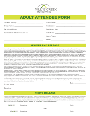 Adult Attendee Waiver and Release Form