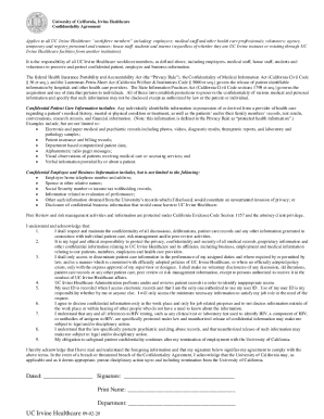 UC Irvine Healthcare Confidentiality Agreement