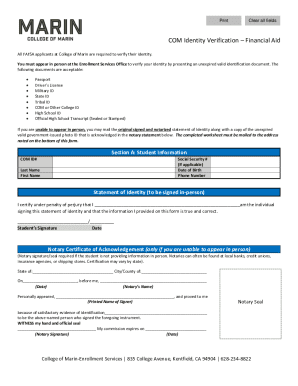 COM Identity Verification – Financial Aid