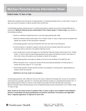 MyChart Parental Access Authorization Form