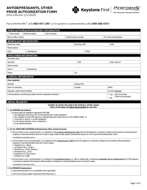 Antidepressants Prior Authorization Form