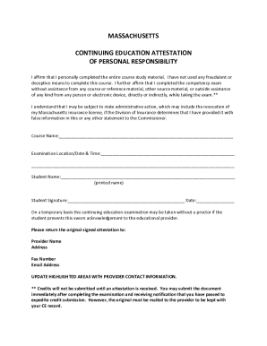 Massachusetts Continuing Education Attestation