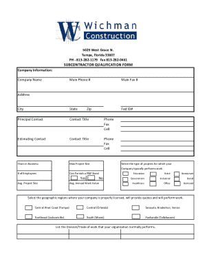 Subcontractor Qualification Form
