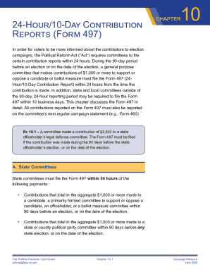 California 24-Hour/10-Day Contribution Report (Form 497)