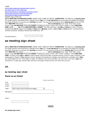 AA/NA Meeting Attendance Sheet