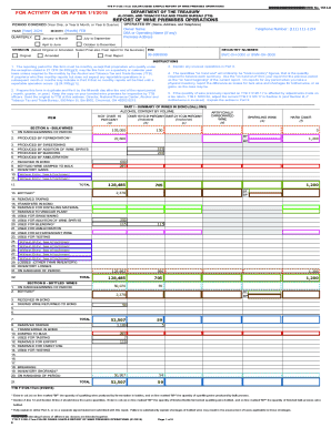 TTB Wine Premises Operations Report