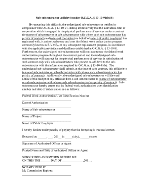 Sub-subcontractor Affidavit under O.C.G.A. § 13-10-91(b)(4)