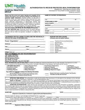 Authorization to Disclose Protected Health Information