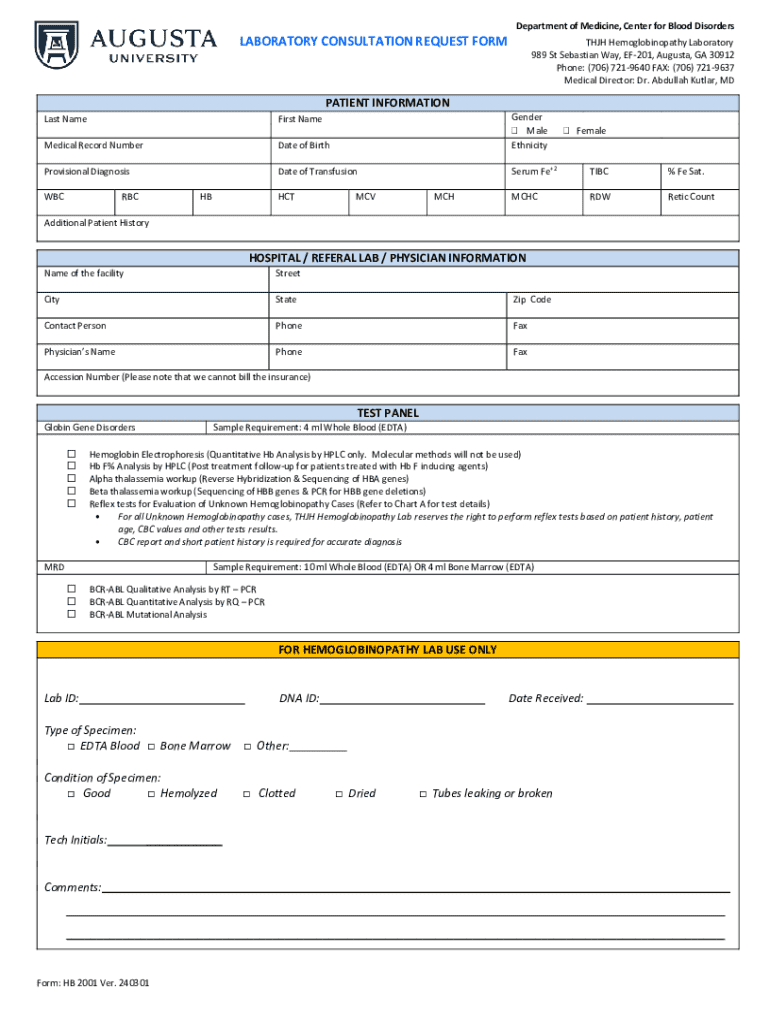 Sample Client Lab Forms Laboratory Consultation Request Form - Blank Fillable Template | Fill ...