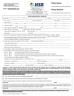 ACE Travel Study Abroad Injury Illness Claim Form