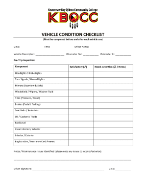 Vehicle Condition Checklist