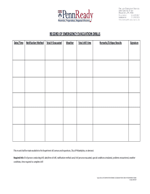Emergency Evacuation Drill Record Form