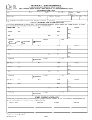 Emergency Care Information Form