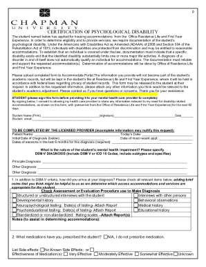 Certification of Psychological Disability