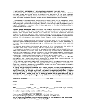 Participant Agreement for Outdoor Adventure Activities