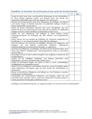 Suchtprävention Checkliste für Betriebsräte