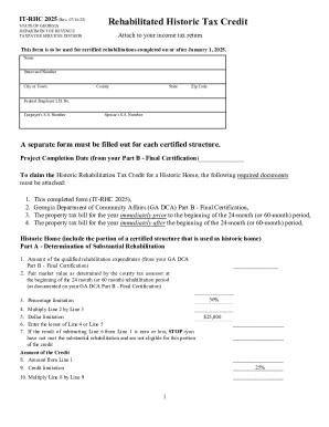Georgia Rehabilitated Historic Tax Credit Form