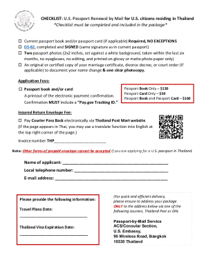 US Passport Renewal Checklist for Thailand