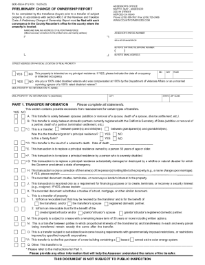 California Preliminary Change of Ownership Report