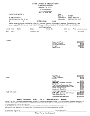 Trailer Sales Purchase Agreement