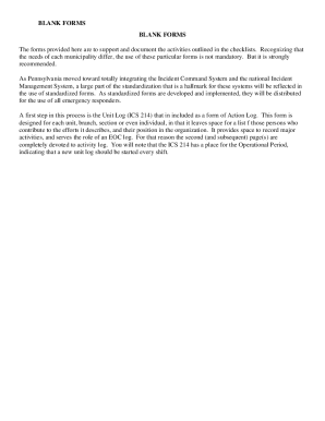 Pennsylvania Emergency Response Forms