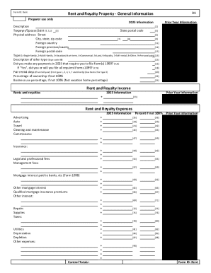 Rent and Royalty Property - General Information Form