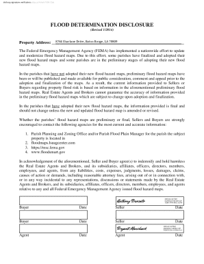 Louisiana Flood Determination Disclosure and Waiver of Warranty