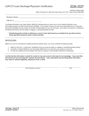 Loan Discharge Physician’s Certification Form