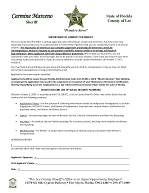Lee County Sheriff's Office Employment Application