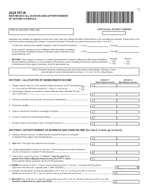 New Mexico Allocation and Apportionment of Income Schedule