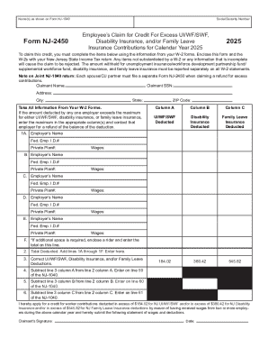 New Jersey Excess UI/WF/SWF Disability Family Leave Credit Form