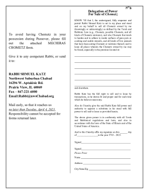 Delegation of Power for Sale of Chometz