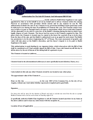 Authorization for Sale of Chometz