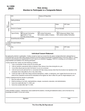 New Jersey Nonresident Composite Return Election Form